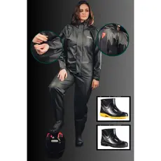 Capa de Chuva Combate Motoqueiro com Bota PVC extra curto Impermeável Resistente