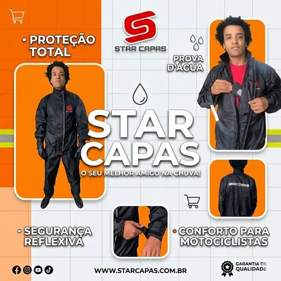 Capa de Chuva Nylon Sport Star Capas impermeável Conjunto Motoqueiro Moto Completo pra Motoboy