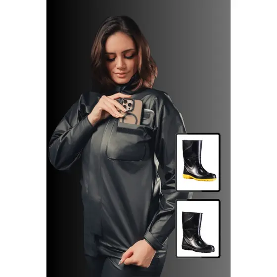 Capa de Chuva Motociclista Bravo com Bota PVC Média Reforçada Impermeável