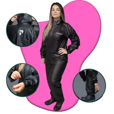 Capa de Chuva Feminina Pioneira POP Impermeável Motoqueira PVC Leve Conjunto Resistente para Moto