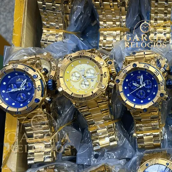Relógio Masculino Invicta 22783 - Dourado Azul Robusto em Aço Inoxidável + Caixinha