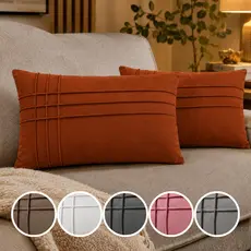 Kit 2 Capas de Almofada Baguete Retangular Tecido Suede Premium Drapeado Palito 50 x 30 Alta Qualidade