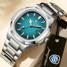 Relógio De Pulso Masculino Poedagar 613 Azul cristal Inox Analógico Quartzo Luxuoso Original com Estojo+ chave