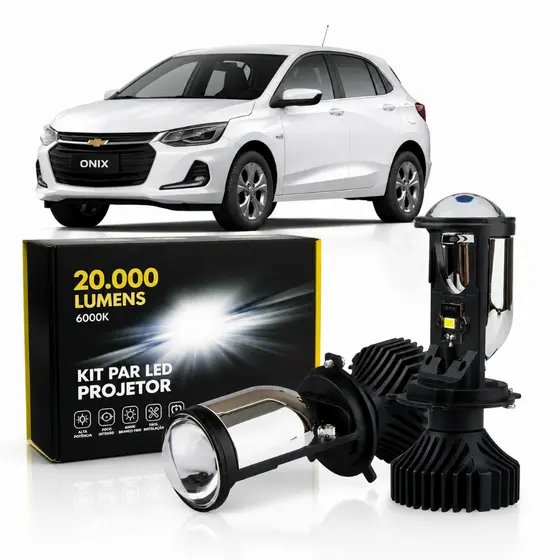 Par Led H4 Projetora Ultra Elíptico Canhão Canbus 6500k Frio