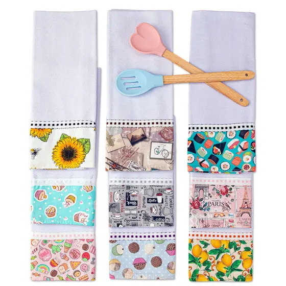 Kit 20 Panos De Prato Estampado Bainha Barrado Premium