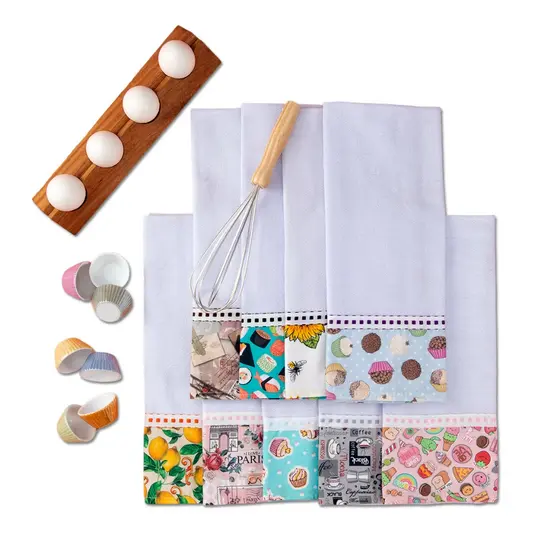 Kit 20 Panos De Prato Estampado Barrado Atacado Premium