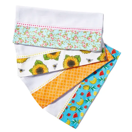 Kit 20 Panos De Prato Bainha Estampado Pé De Galinha