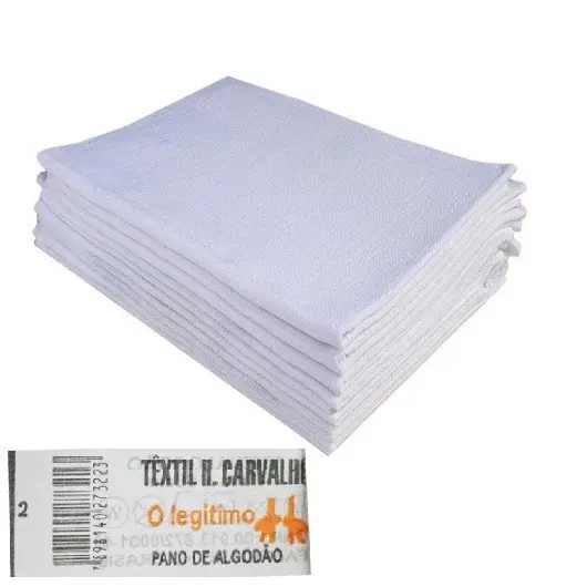 Pano De Prato Atacado O Legitimo Branco Liso Kit Com 10 Peças