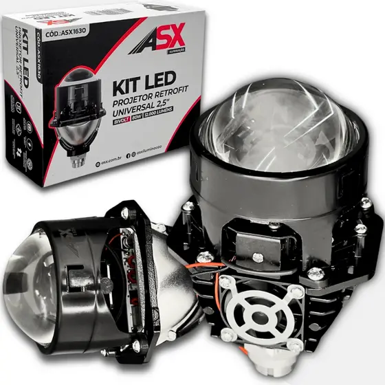 Kit Led Projetor Retrofit Universal 2,5 Bivolt 80W 12.000 Lumens