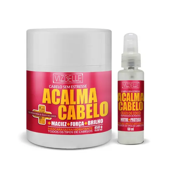 Kit Mascara Acalma Cabelo 450g E Oleo De Coco 60ml Vizbelle