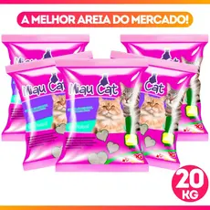 20kg Areia Super Premium Sanitária Antiodor Tira Cheiro Miaucat Para Gatos Tradicional 100%Natural