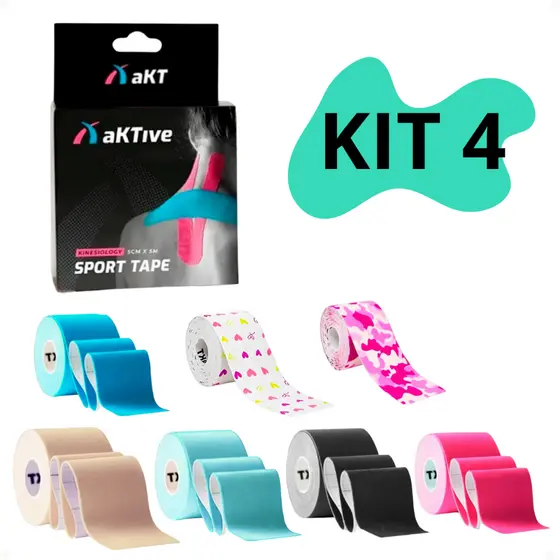4 Unidades Kinesio Tape Bandagem Elástica Fita Fisioterapia Funcional Adulto Sport Infantil Coluna