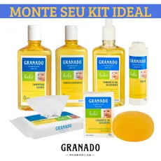 Kit Banho Granado Bebê Shampoo Condicionador Sabonete Líquido Toalha Lenço Umedecido Talco Refil Glicerina Chá de Bebê
