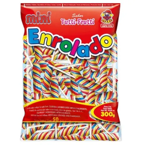 Mini Pirulito Psicodélico Enrolado Rabinho Lollipop com 50 unidades - Santa Rita