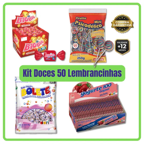 Kit Doces para Lembrancinha 50 Sacolinha Surpresa Festa Aniversário Infantil