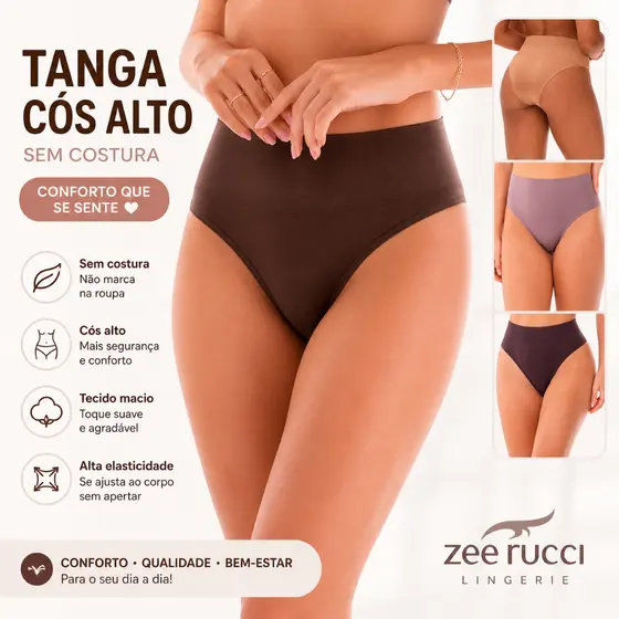 Calcinha Zee Rucci Cós Alto Reforçada Sem Costura Modeladora