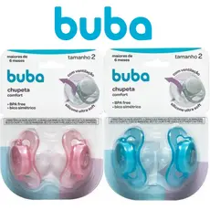 Chupeta Bico Silicone KIT Com duas Buba Menino e Menina