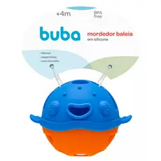 Mordedor Silicone Para Bebê Silicone Flexível C/ Chocalho Baleia Buba