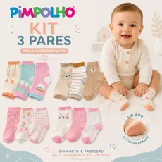kit 3 Pares de Meia Pimpolho Bebê Menina e Menino Algodão