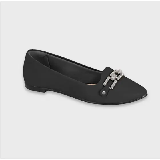 Sapatilha Feminina Moleca Bico Fino Corrente Brilho