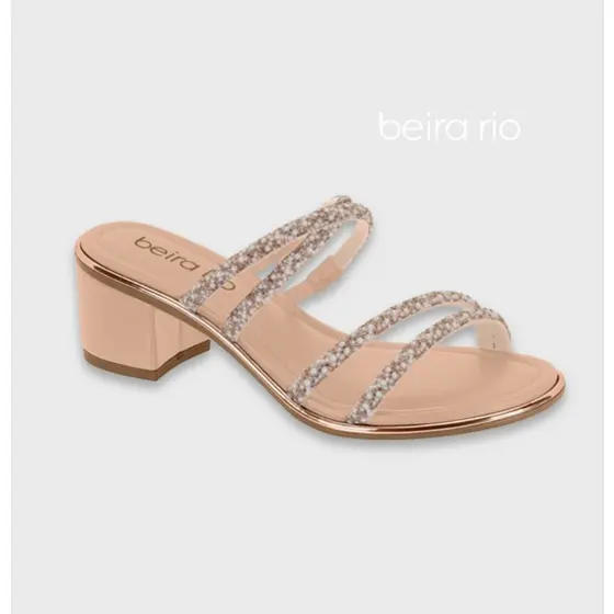Tamanco Feminino Salto Bloco com Tiras de Brilho Beira Rio 8379.249