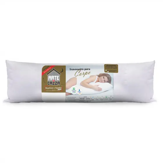 Travesseiro de Corpo 40cm x 1,30m 200 Fios com Fronha Branco