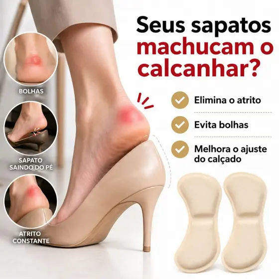 Kit 5 Protetor Calcanhar Almofada Adesivo Alto Conforto Para Pés Tenis E Sapatos