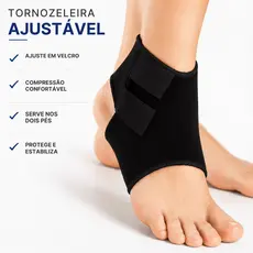 Kit Tornozeleira Estabilizadora Esportiva Compressão Ajustável Protetor Tornozelo