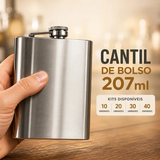 10 Cantil De Bolso 236ml Porta Bebida Whisky Vodka Rum Em Aço Inox