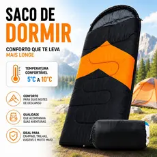 Saco De Dormir Térmico Impermeável 5º A 12ºC Com Capuz Acampamento Camping