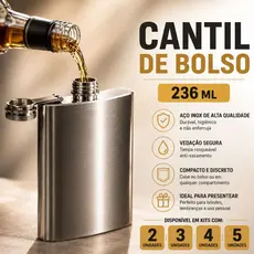 Kit Cantil De Bolso 236ml Porta Bebida Whisky Em Aço Inox 8 Oz NÃO REALIZAMOS PERSONALIZAÇÃO