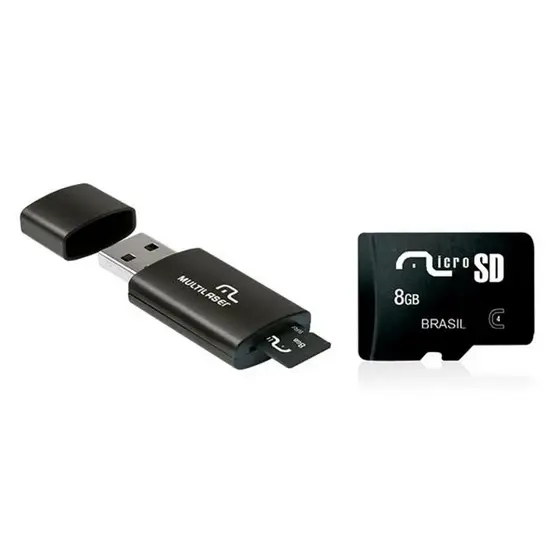 Smartogo 2 em 1 Adaptador USB + Cartão De Memória Classe 4 8GB Preto Multilaser - MC120