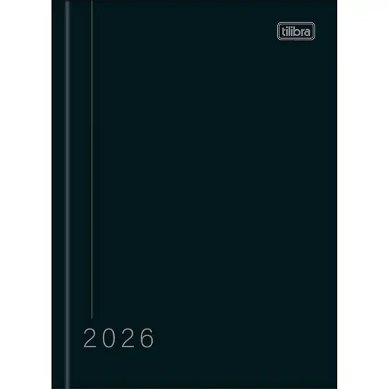 Agenda Costurada Diária Pepper Preta 12,3 x 16,6 CM TILIBRA - 2026