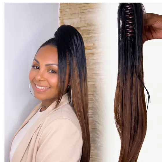 Aplique Cabelo Orgânico Extensão De Cabelo Sintético Fibra Proteína
