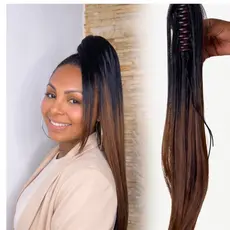 Aplique Cabelo Orgânico Extensão De Cabelo Sintético Fibra Proteína