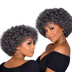 Peruca Cacheada Lace wig repartição livre fibra cor grisalha silver