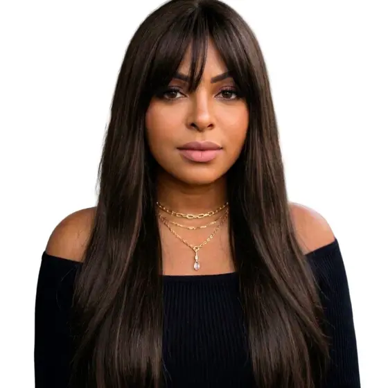 Peruca lace Wig fibra orgânica longa tem 70 centímetros cor castanho Claro