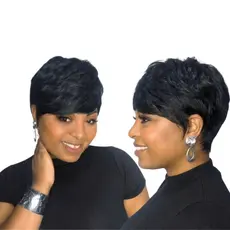 peruca lace wig curta estilo pixie idêntico fios humanos