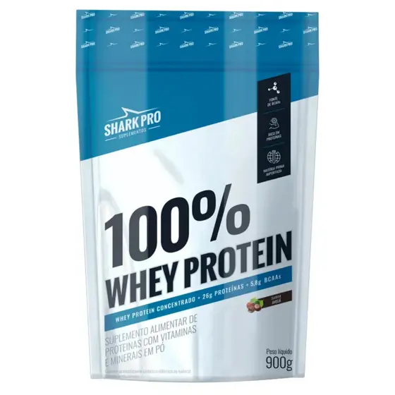 Whey 100% Concentrado Shark Pro Refil 900g Leitinho