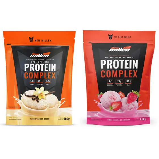 Kit 2 Refis Whey Protein Complex 900g Cada - New Millen