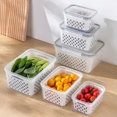 Organizador Com 3 Potes Herméticos Geladeira Para Frutas, Alimentos Vegetais Uso Microonda