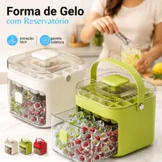 Máquina Manual de Gelo com Caixa Armazenadora Extrator Prático e Alça Portátil para Drinks e Sucos