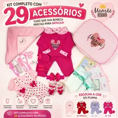 Enxoval Boneca Bebê Reborn Realista - 29 Acessórios - Veste de 45 a 50cm!