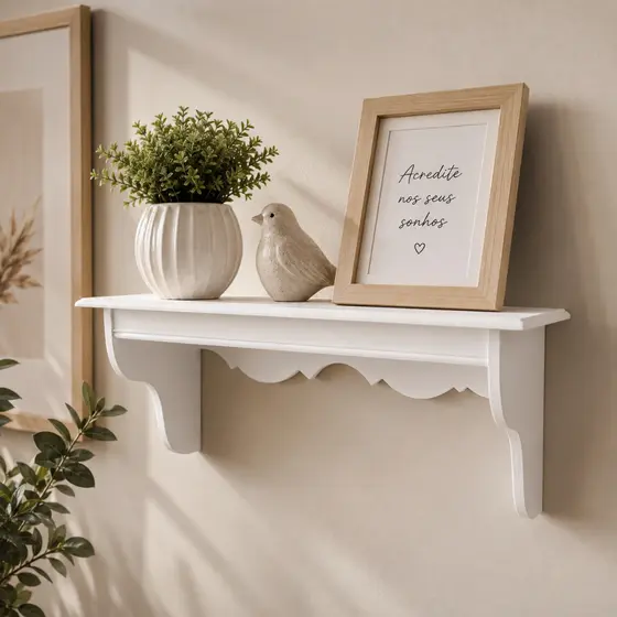 Prateleira Para Sala Decoracao Mdf Trabalhada Branca