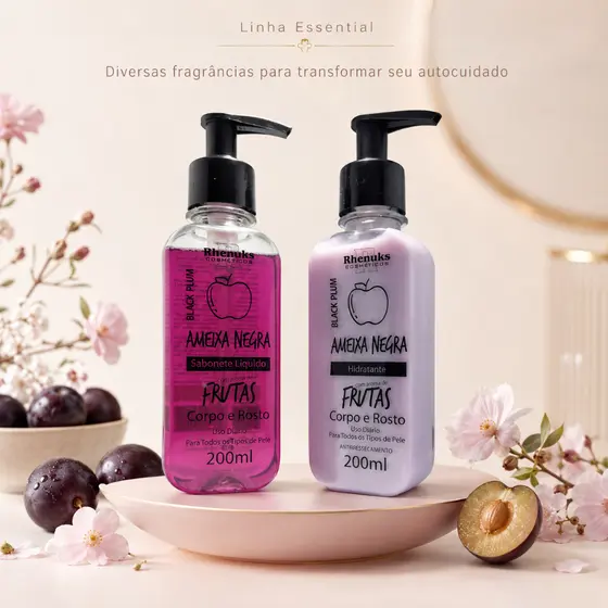Kit Rhenuks 200ml Oficial Sabonete Liquido e Hidratante Corporal Com Fragancias Exclusivas
