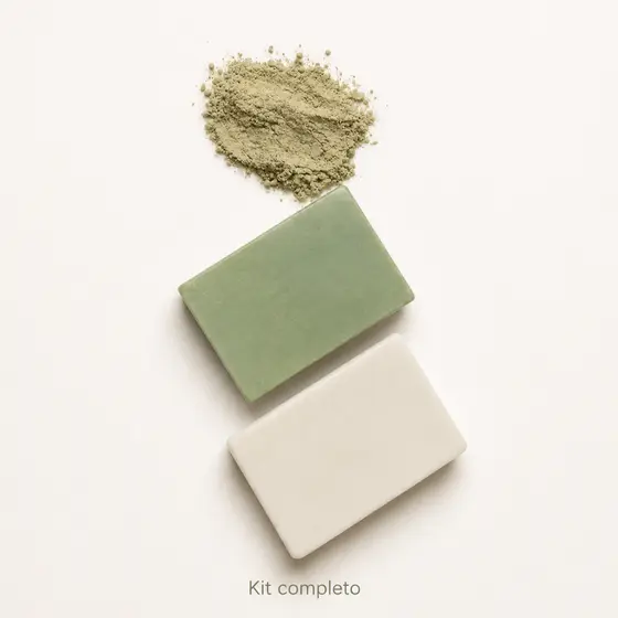 Kit de sabonetes de argila verde e branca para todos os tipos de pele