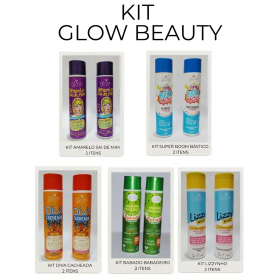 Kit Shampoo e Condicionador Glow Beauty – Escolha Sua Linha Favorita e Transforme Seus Fios