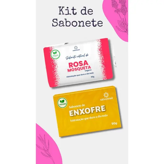 Kit Sabonete Enxofre + Rosa Mosqueta – Limpeza e Hidratação Facial