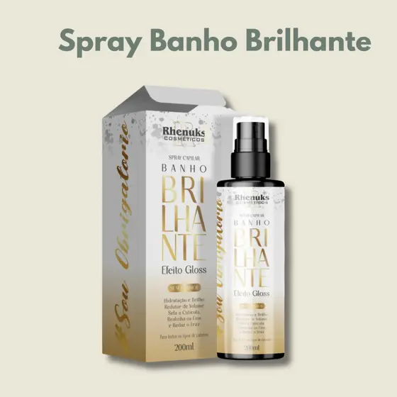 Spray Capilar Banho Brilhante Efeito Gloss – Rhenuks Cosméticos