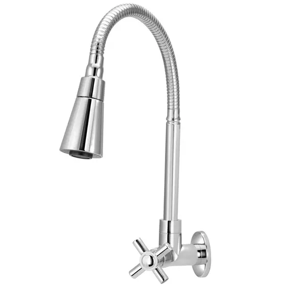 Torneira Cozinha Alavanca De Parede Tubo Gourmet Cone 1/4v